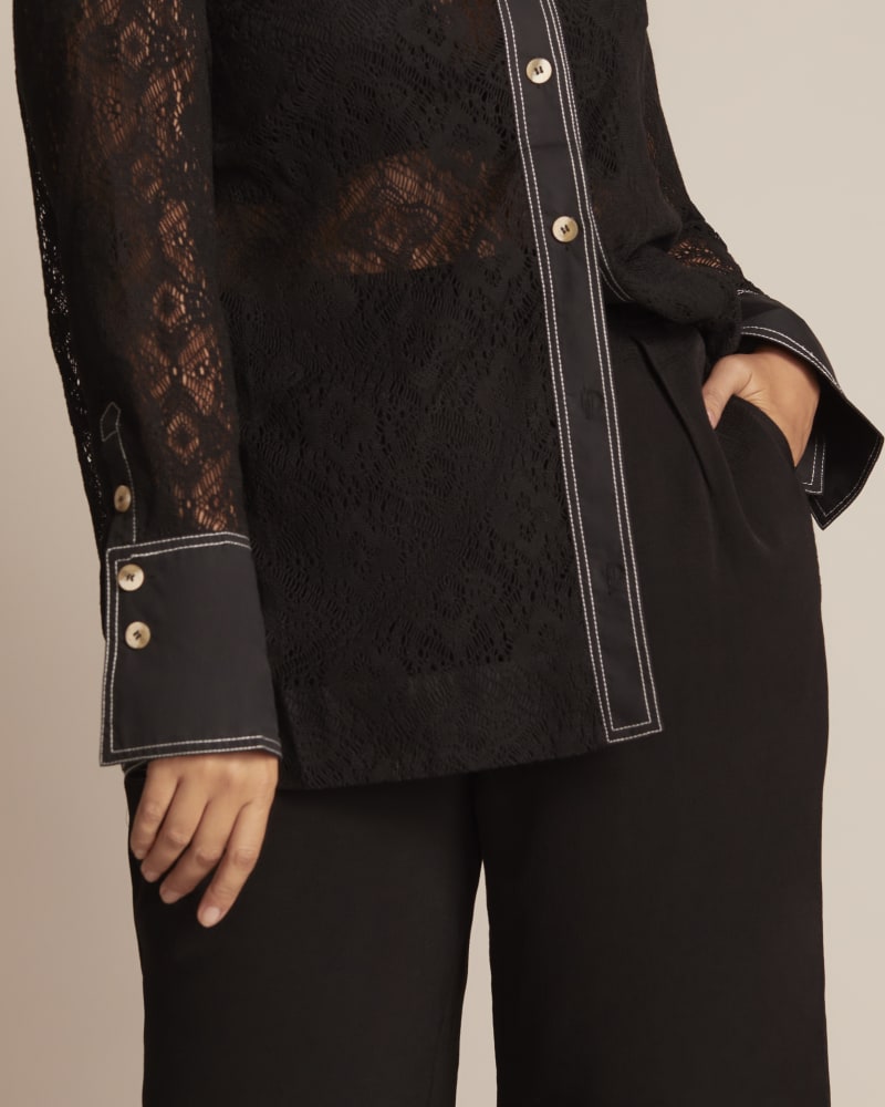 Plus Size Haven Cotton Lace Shirt | BLACK